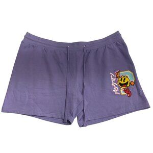 Pac-Man Y2K Purple Shorts Womens 3XL With Drawstring Waist & Retro Graphic Print